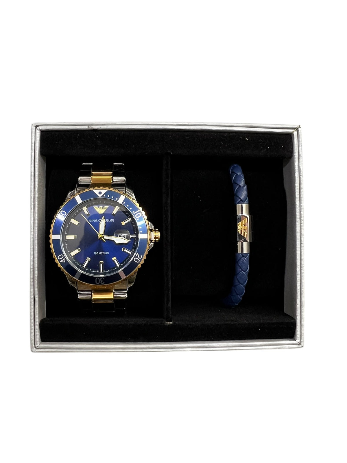 Diver Two Tone Stainless Steel Bracelet Blue Dial AR80063SET 1+1 ΔΩΡO