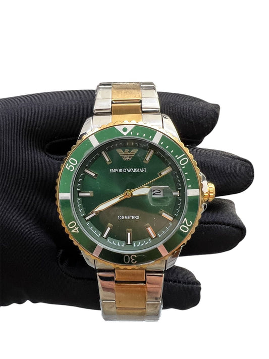 Diver Two Tone Stainless Steel Bracelet Green Dial AR80063SET 1+1 ΔΩΡΟ