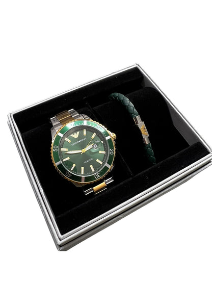 Diver Two Tone Stainless Steel Bracelet Green Dial AR80063SET 1+1 ΔΩΡΟ