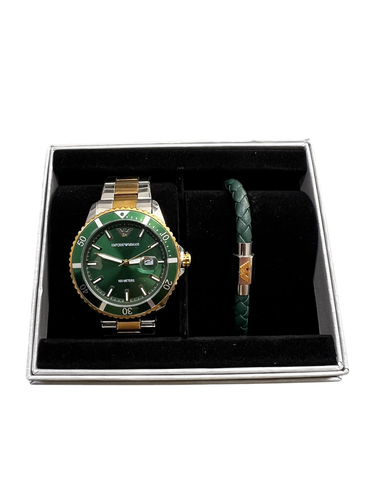 Diver Two Tone Stainless Steel Bracelet Green Dial AR80063SET 1+1 ΔΩΡΟ