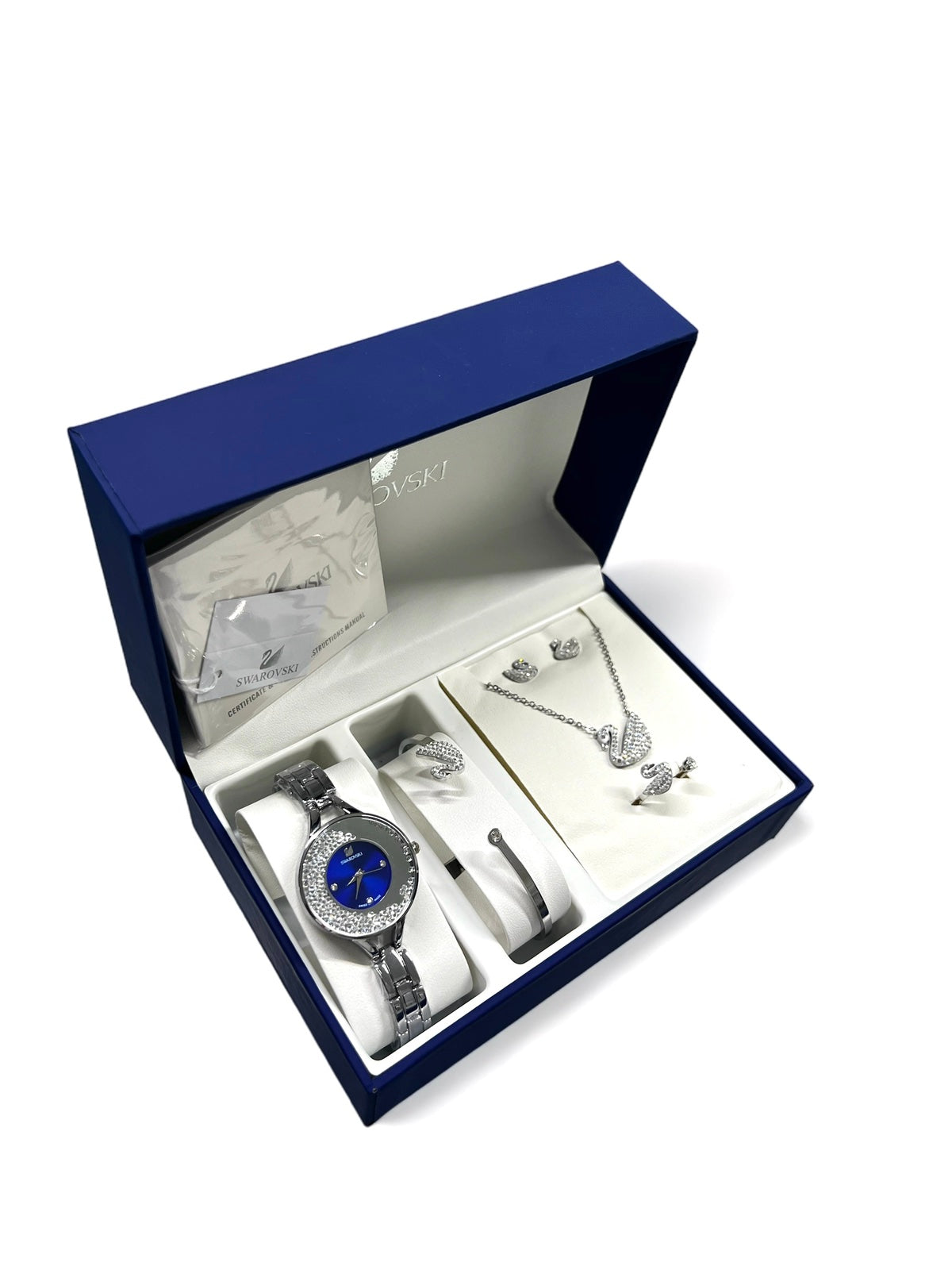 Σετ Swarovski Ρολόι & Κοσμήματα 5 Τεμαχίων – Silver 1+1 ΔΩΡO