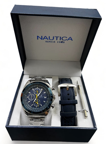 Nautica Ανδρικό Σετ Ρολογιού Chronograph Quartz 1+1 ΔΩΡΟ