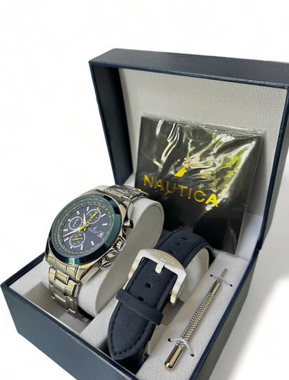 Nautica Ανδρικό Σετ Ρολογιού Chronograph Quartz 1+1 ΔΩΡΟ