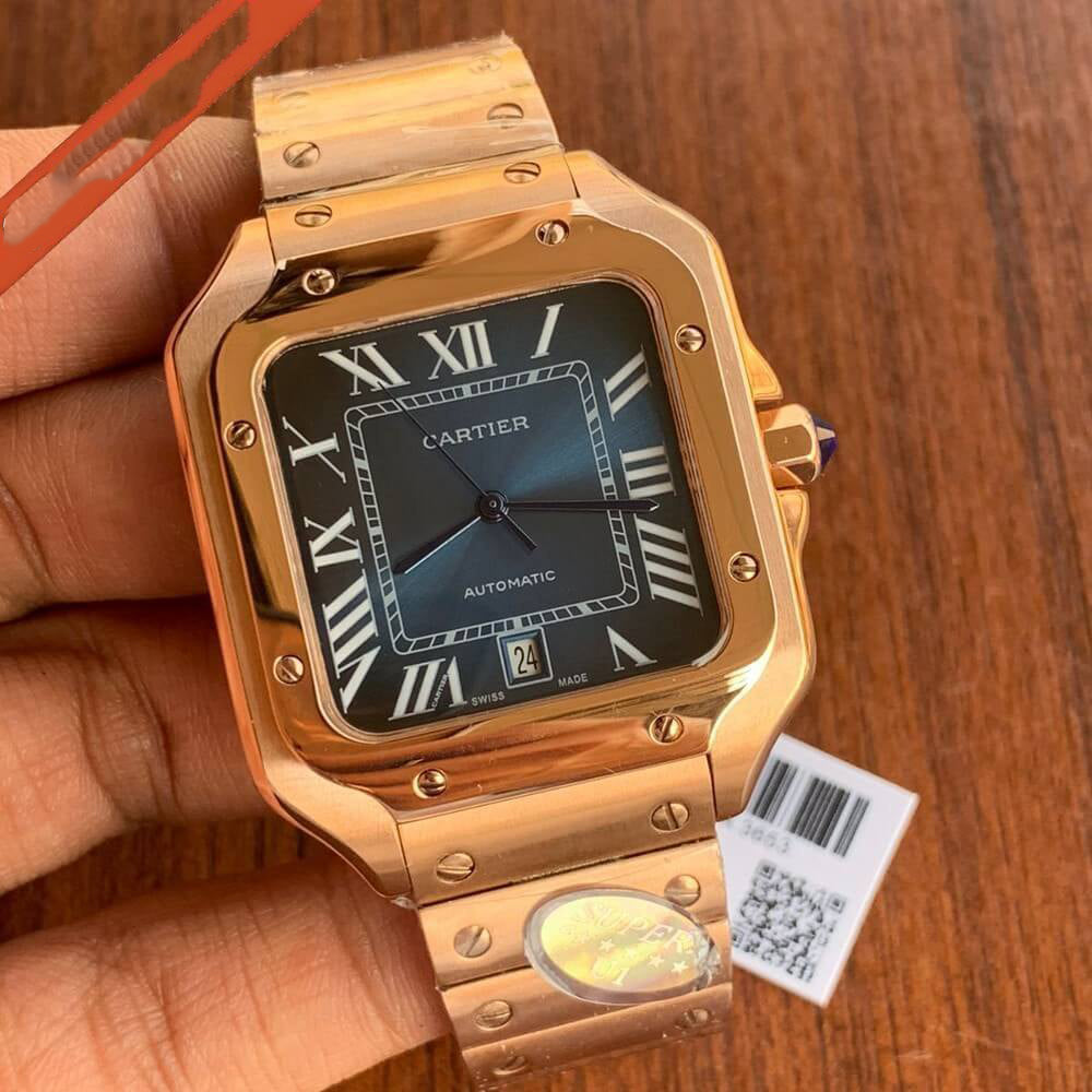 Santos de Cartier 40mm Blue Dial in Rose Gold