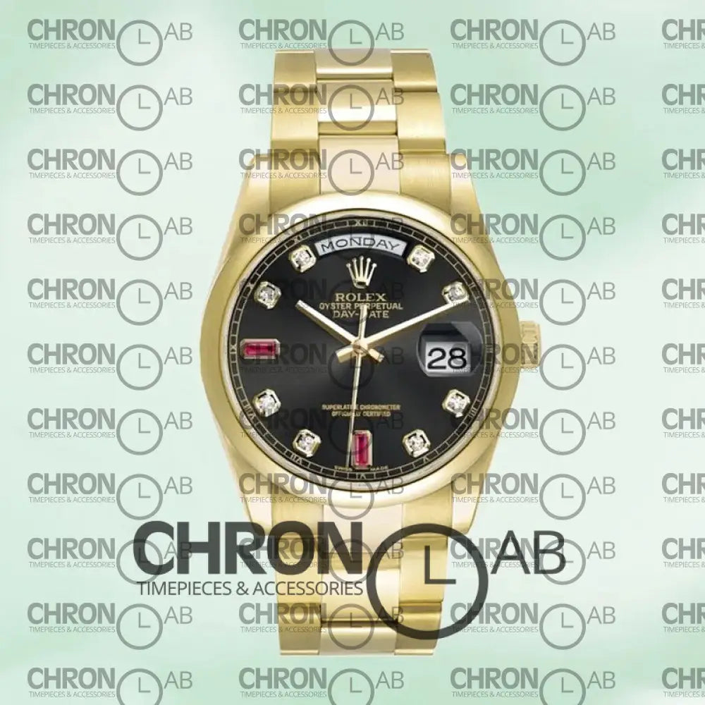 Day-Date 36mm 118208 Men’s Black Dial Clone Watches