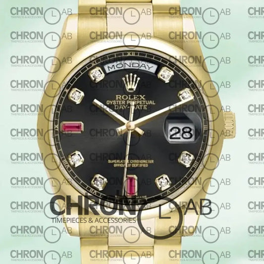 Day-Date 36mm 118208 Men’s Black Dial Clone Watches