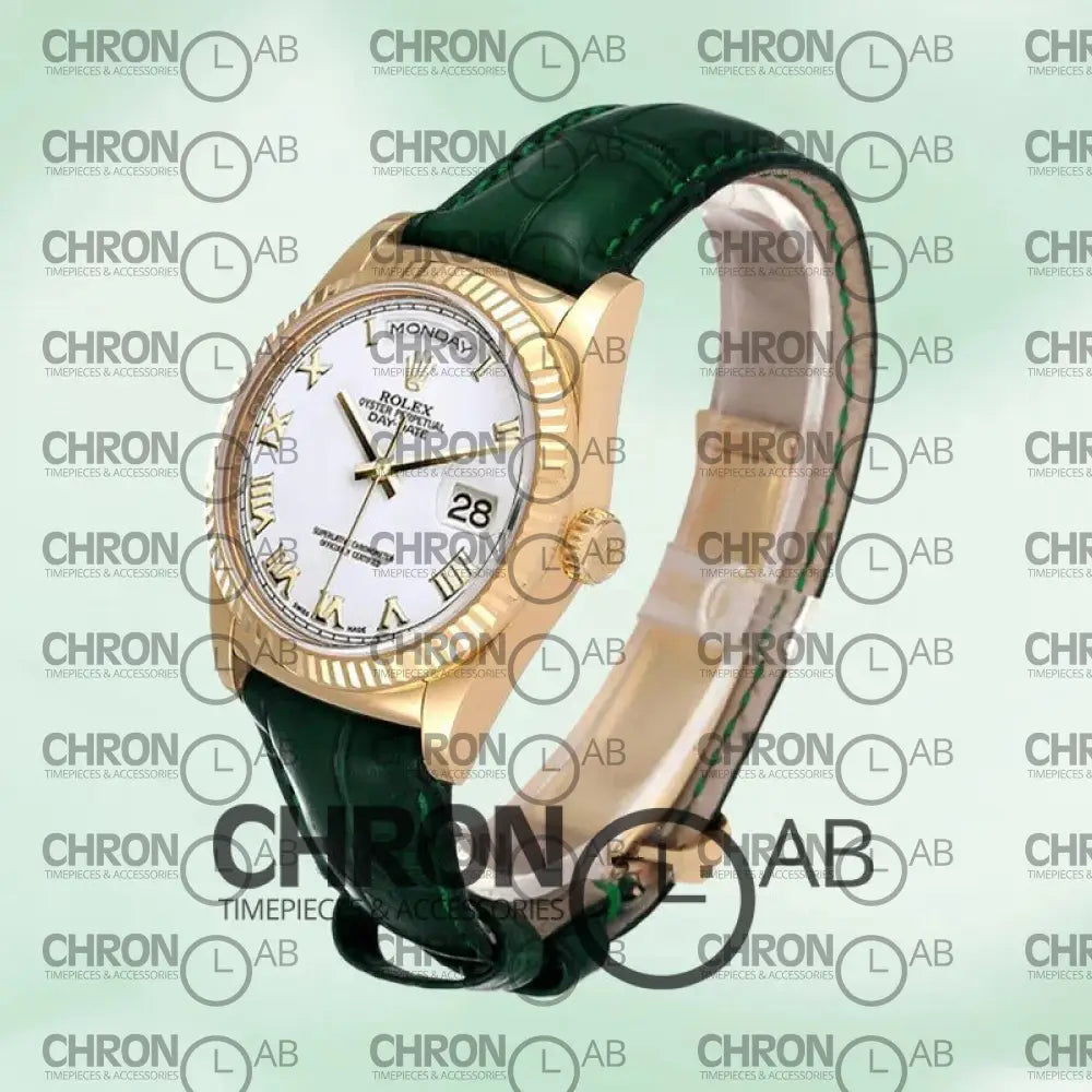 Day-Date 36mm m118138-0136 White Dial Leather Strap Clone Watches