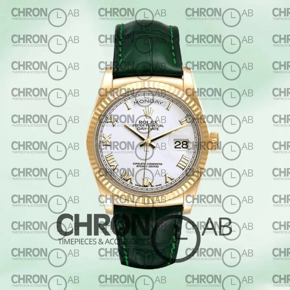 Day-Date 36mm m118138-0136 White Dial Leather Strap Clone Watches