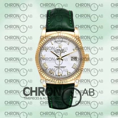 Day-Date 36mm m118138-0136 White Dial Leather Strap Clone Watches