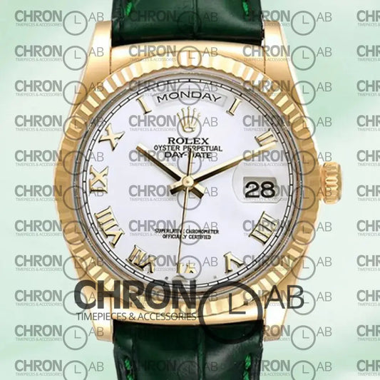 Day-Date 36mm m118138-0136 White Dial Leather Strap Clone Watches
