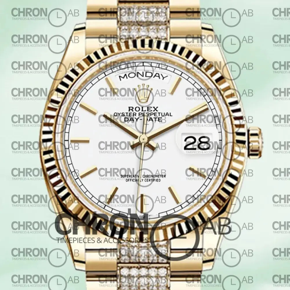 Day-Date 36mm m128238-0082 White Dial Gold Clone Watches