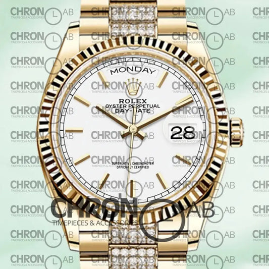 Day-Date 36mm m128238-0082 White Dial Gold Clone Watches
