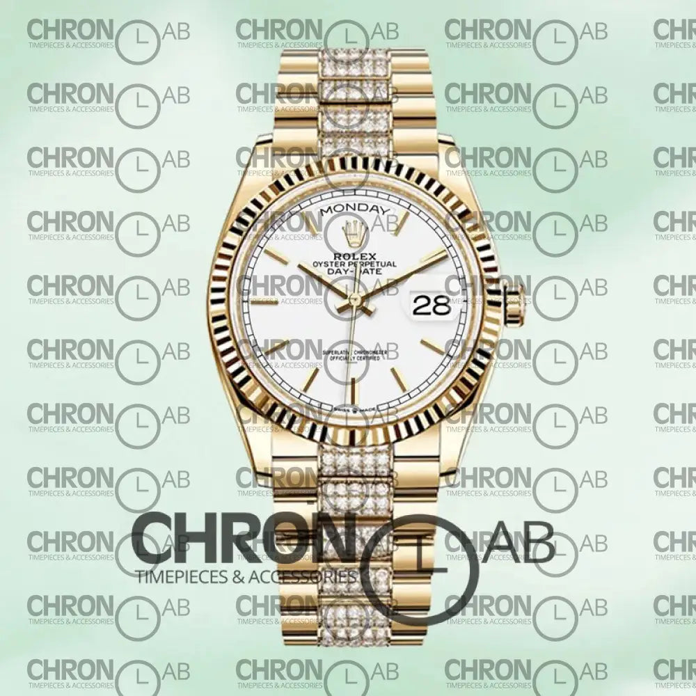 Day-Date 36mm m128238-0082 White Dial Gold Clone Watches