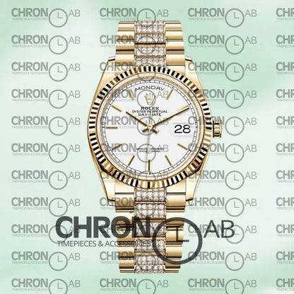 Day-Date 36mm m128238-0082 White Dial Gold Clone Watches