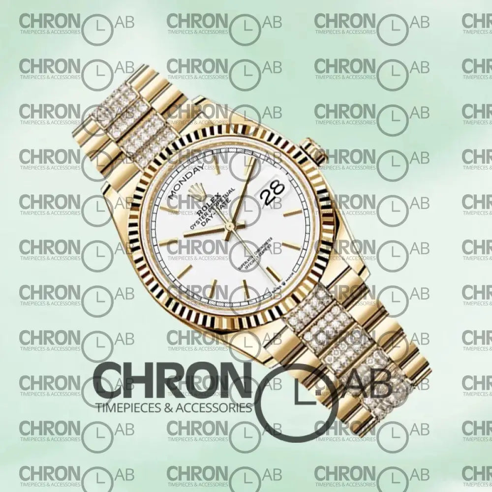 Day-Date 36mm m128238-0082 White Dial Gold Clone Watches