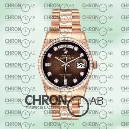 Day-Date 36mm M128345RBR-0040 Brown Dial Rose Gold Clone Watches