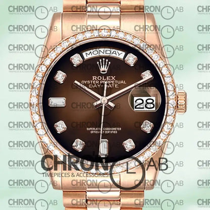 Day-Date 36mm M128345RBR-0040 Brown Dial Rose Gold Clone Watches