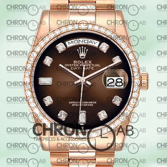 Day-Date 36mm M128345RBR-0040 Brown Dial Rose Gold Clone Watches