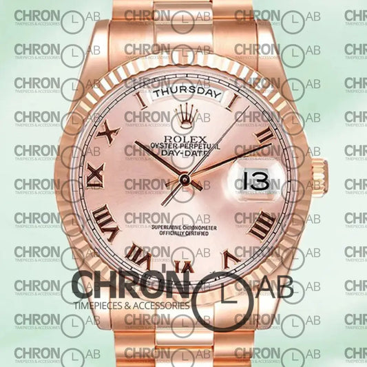 Day-Date 36mm Men’s 118235-0006 Rose Gold President Bracelet Clone Watches