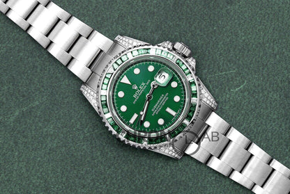Submariner Date 116610LN Green Dial With Diamond Lugs And Bezel
