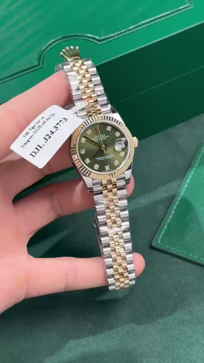Rolex DateJust 31mm Replica – Green Dial – Gold Wrapped – GM Factory