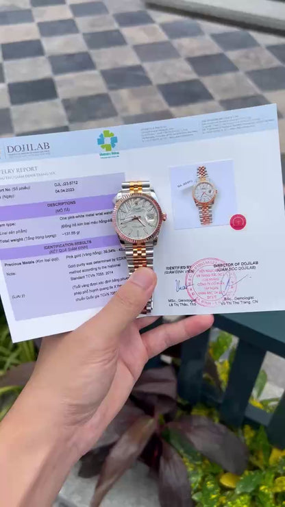 Rolex DateJust Replica Watch Palm Leaf Grey Dial GM Factory 36mm