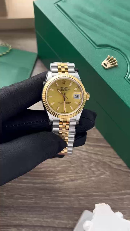 Rolex DateJust Watch Yellow Dial Jubilee Strap 31mm Clone