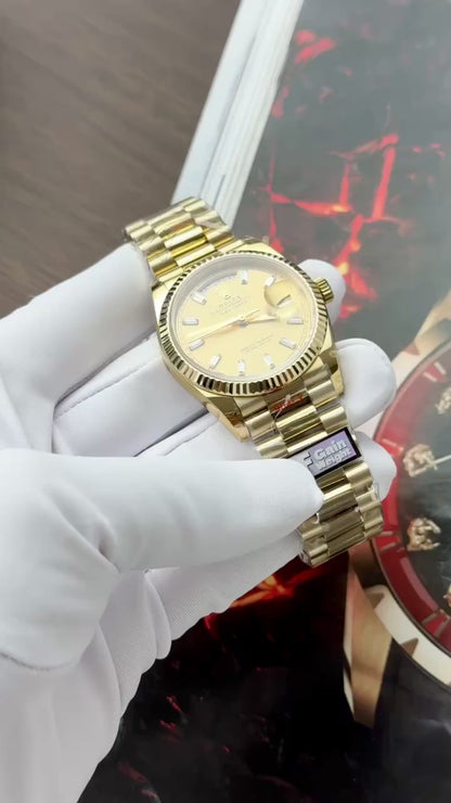Rolex Day-Date 128238 Replica Watch Yellow Dial Weight QF Factory 36mm