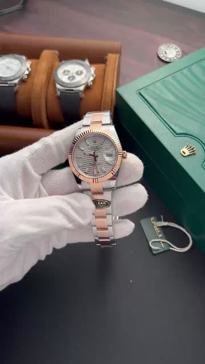Rolex DateJust Silver Gold Dial Replica Watch Demi Clean Factory 41mm