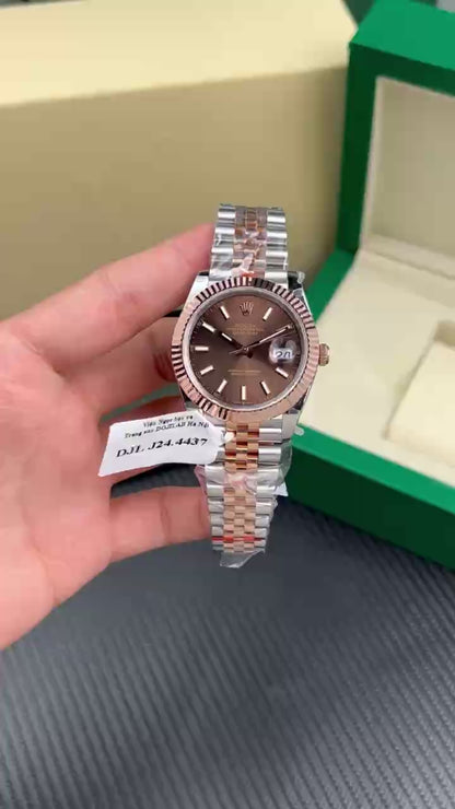 Rolex Replica Watches DateJust Gold Wrapped Chocolate Dial GM Factory 41mm