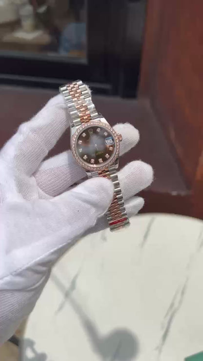 Rolex DateJust Women’s Replica Watch Chocolate Dial Diamond Bezel EW Factory 31mm