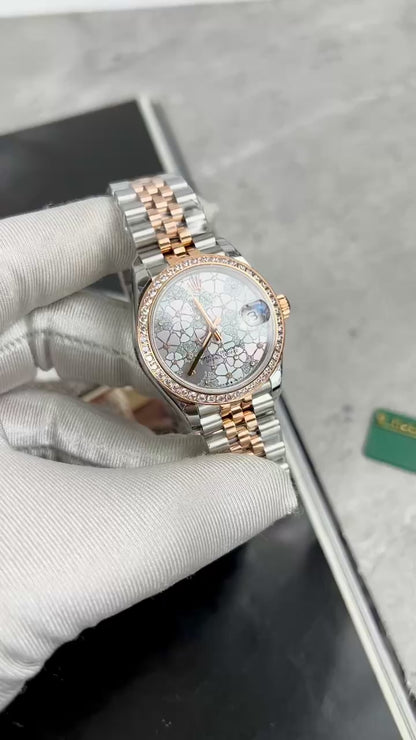 Rolex DateJust Replica Watch Flower Dial With Diamond Bezel 31mm Clone