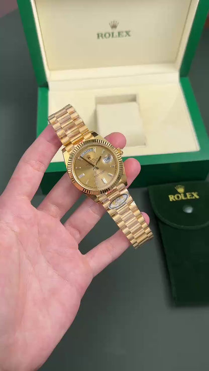 Rolex Day-Date 228238 Replica Watch Yellow Dial President Strap AR Factory 40mm