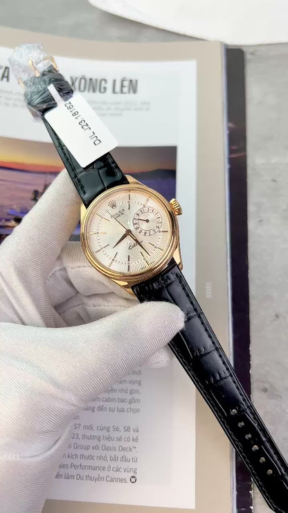 Rolex Cellini Date 50515 Gold Wrapped Replica Watch Leather Strap 39mm