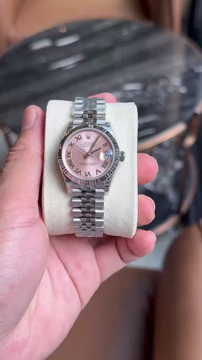 Rolex DateJust Pink Dial Replica Women’s Watch Roman Numerals EW Factory 31mm