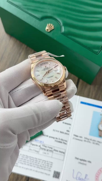 Rolex Day-Date Dial Mother Of Pearl Best Replica Watch Custom Gold Wrapped Clean Factory 36mm