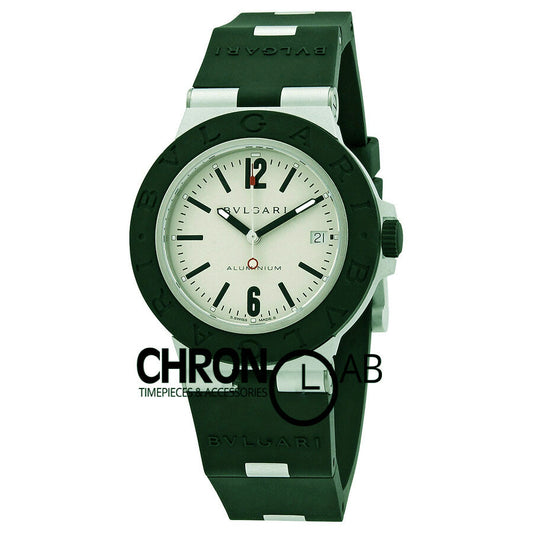 Aluminium Chronograph White Dial Green Rubber Men's Watch
