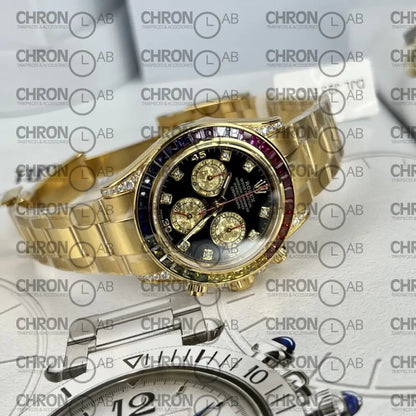 Rolex Best Replica Watch Daytona Rainbow Gold Wrapped And Moissanite Diamond Custom 40mm Watches