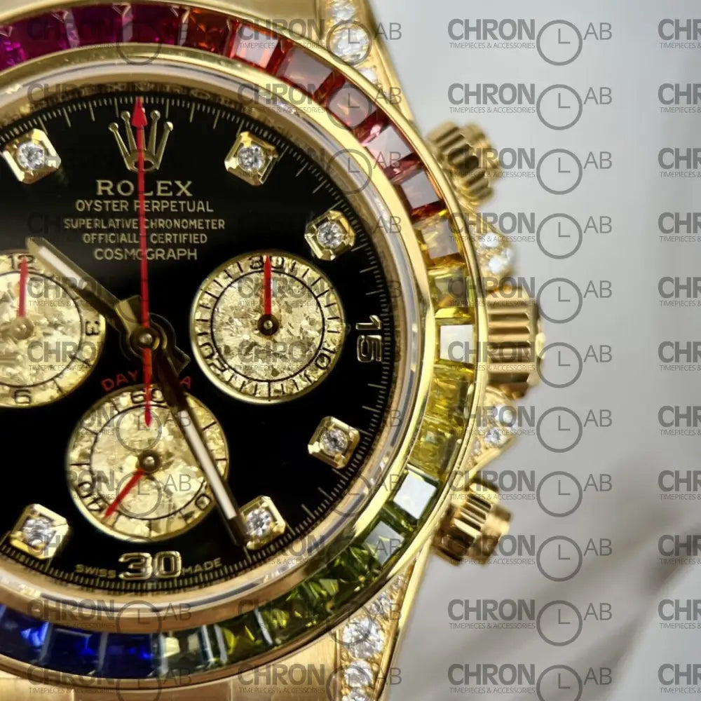 Rolex Best Replica Watch Daytona Rainbow Gold Wrapped And Moissanite Diamond Custom 40mm Watches