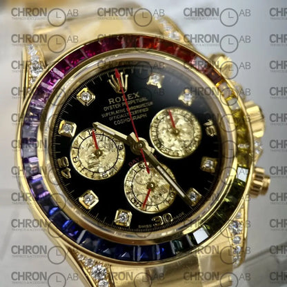 Rolex Best Replica Watch Daytona Rainbow Gold Wrapped And Moissanite Diamond Custom 40mm Watches