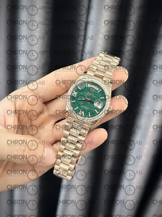 Rolex Day-Date 128235 Replica 36mm Gold Wrapped & Moissanite Clean Factory Watches