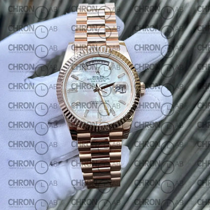 Rolex Day-Date 128235 Replica 36mm Gold Wrapped & Moissanite Clean Factory Watches