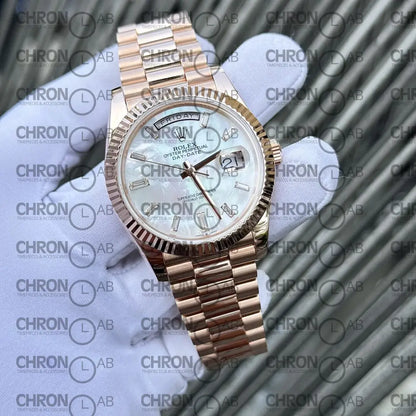 Rolex Day-Date 128235 Replica 36mm Gold Wrapped & Moissanite Clean Factory Watches
