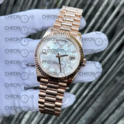 Rolex Day-Date 128235 Replica 36mm Gold Wrapped & Moissanite Clean Factory Watches