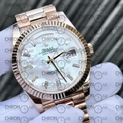 Rolex Day-Date 128235 Replica 36mm Gold Wrapped & Moissanite Clean Factory Watches