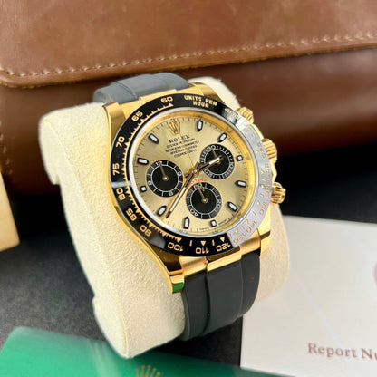 Custom 18K Yellow Gold Wrapped 40mm case profile Rolex Daytona Clean Factory