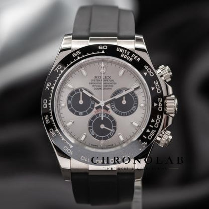 Rolex Cosmograph Daytona 116519LN Ghost Custom White Gold Finished Steel Gray Dial Black Subdials 40mm Clean Factory SH4131 Super Clone replica watch