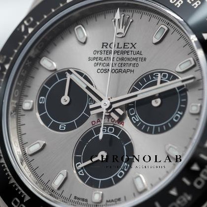 Sunray steel gray dial with intense black chronograph sub dials Rolex Daytona Ghost 116519LN clone