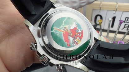 Sealed 904L solid stainless steel caseback protecting the Shanghai SH4131 super clone movement on Rolex Daytona 126519LN Clean Factory V3