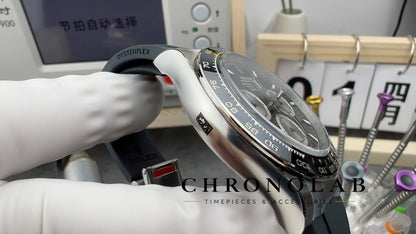  Premium black Oysterflex rubber elastomer strap with flexible titanium and nickel alloy internal blades on Rolex Daytona 126519LN Clean Factory V3📸